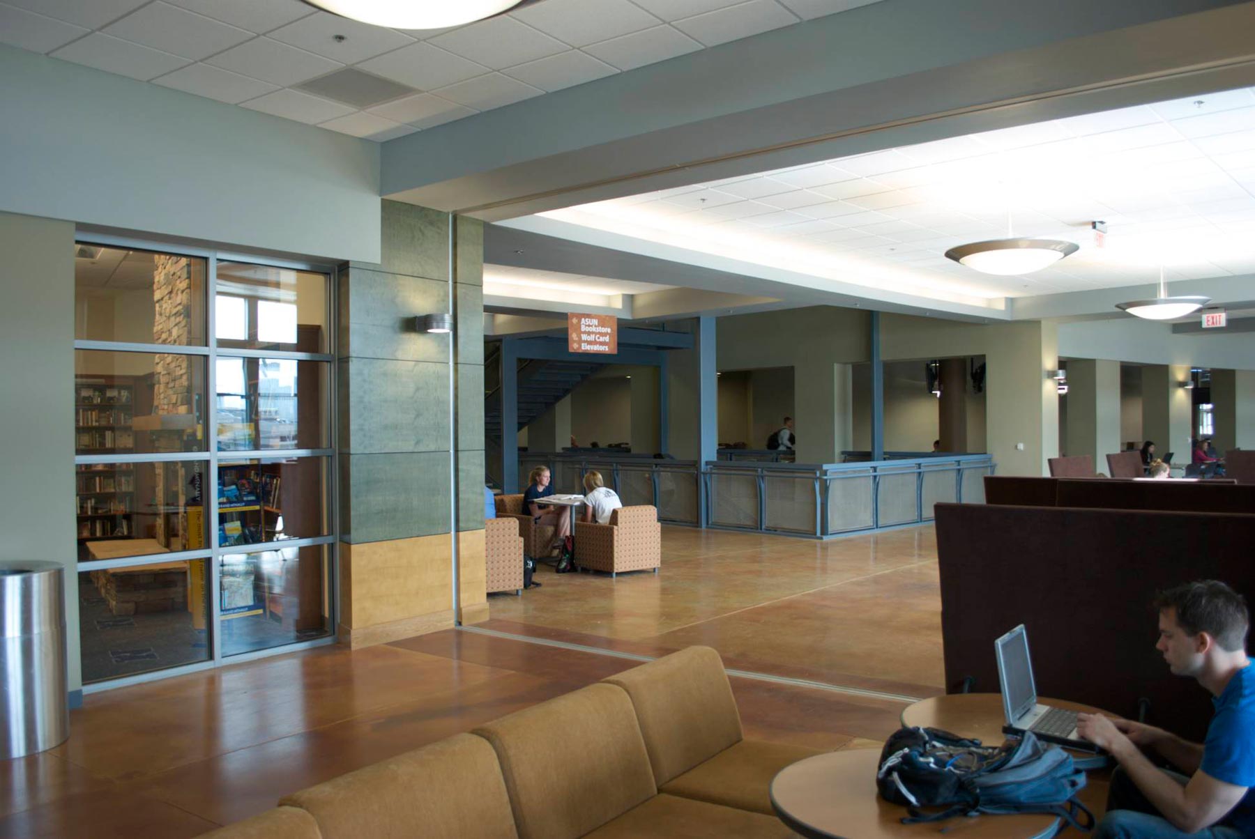 Southwest lounge and corridor at bookstore